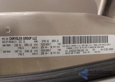 2013 Dodge Grand Caravan Crew from USA, damaged, VIN 2C4RDGDG7DR661600